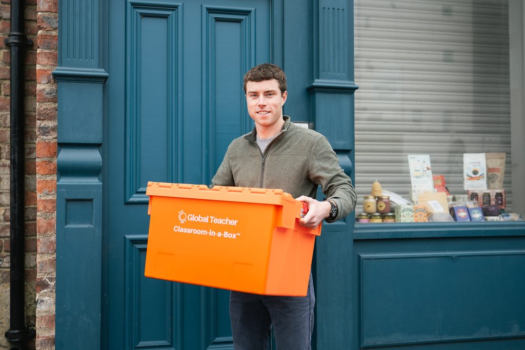 Chris with the new Classroom-in-a-Box™ unit.